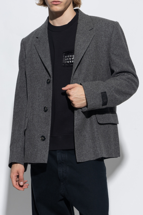 Woolsonページ Grey Wool blazer xacus striped shirt - men cups lighters